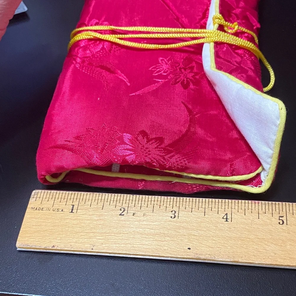 Vintage Red satin travel jewelry wrap